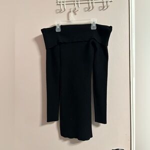 Y2k Off the shoulder black knit mini bodycon dress
